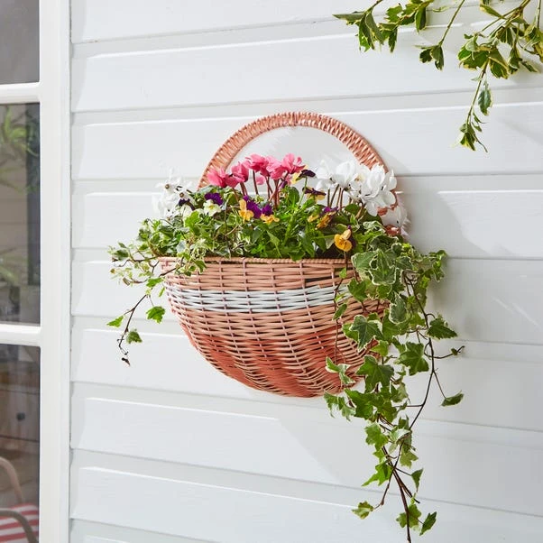Faux Rattan Half Wall Hanging Basket