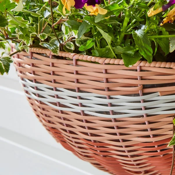 Faux Rattan Half Wall Hanging Basket - Image 2