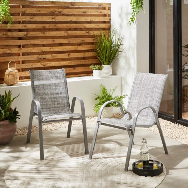 Set Of 2 Textilene Stacking Chairs - Image 2