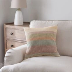 Woven Stripe Cotton Square Cushion Cover