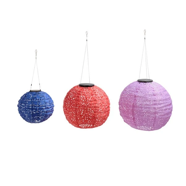 Set Of 3 Sophie Robinson LED Solar Hanging Lanterns - Image 4