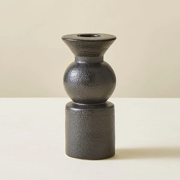 Black Ceramic Candlestick Holder - Image 2