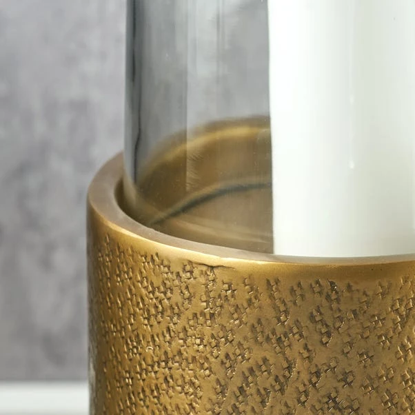 Metal & Glass Pedestal Hurricane Candle Holder - Image 10