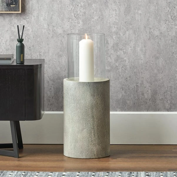 Metal & Glass Pedestal Hurricane Candle Holder
