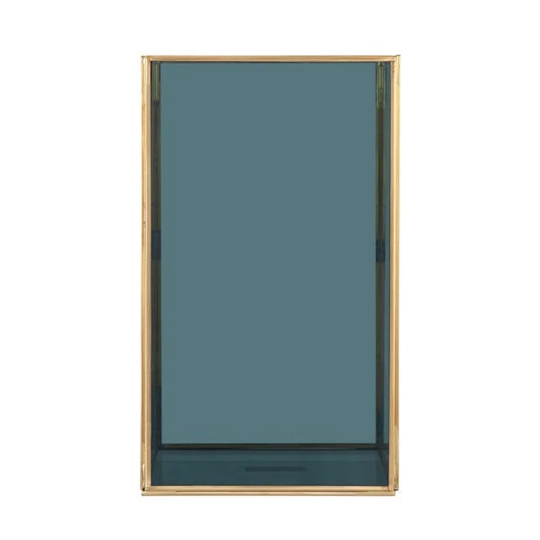 Brass & Smoked Glass Panelled Square Hurricane Candle Holder - Image 4